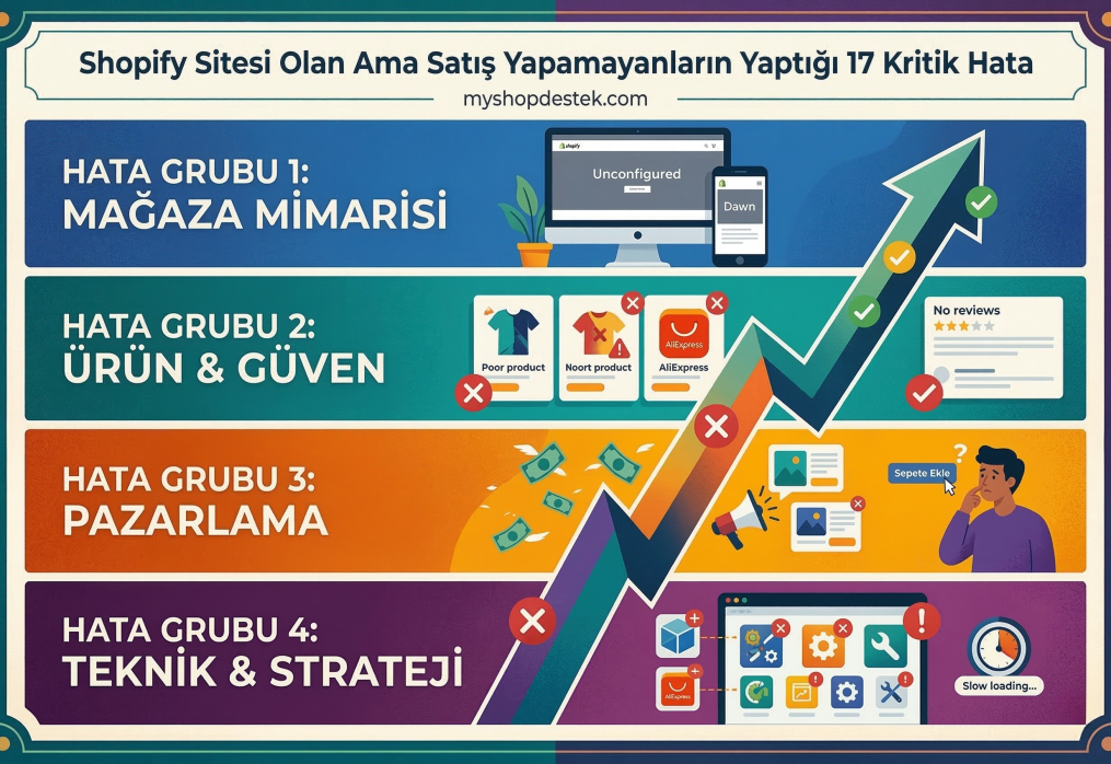 Shopify Sitesi Olan Ama Satış Yapamayanların Yaptığı 17 Kritik Hata